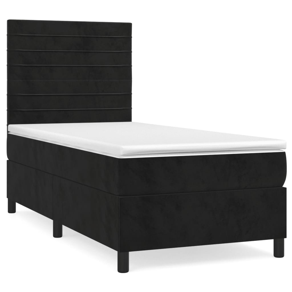 Box spring krevet s madracem crni 90x200 cm baršunasti