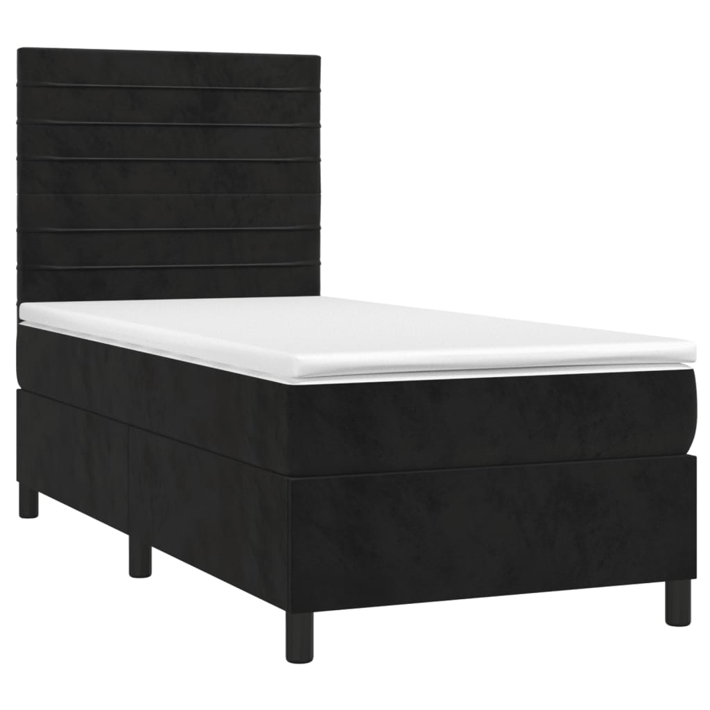Box spring krevet s madracem crni 90x200 cm baršunasti