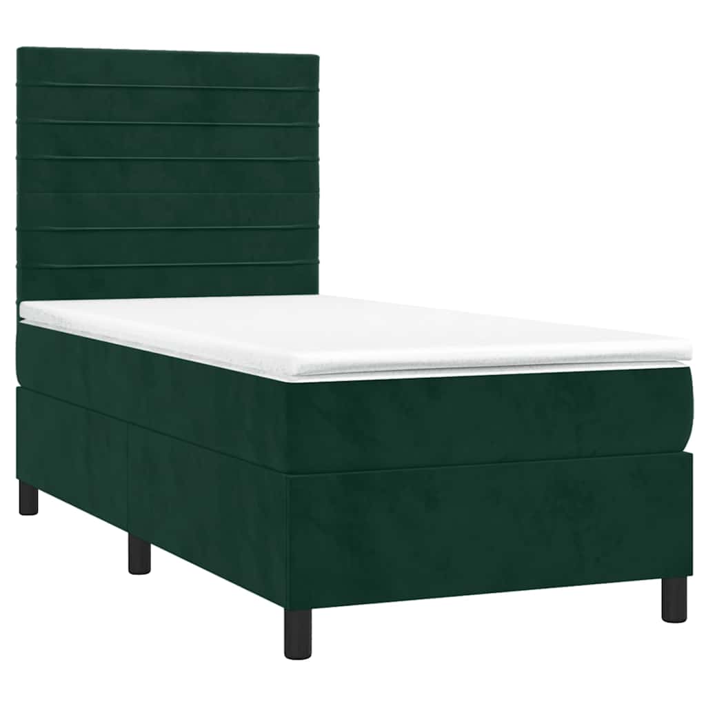 Box spring krevet s madracem tamnozeleni 90x200 cm baršunasti