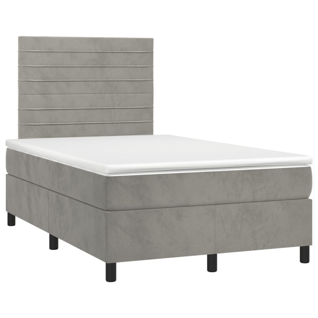 Box spring krevet s madracem svjetlosivi 120x200 cm baršunasti