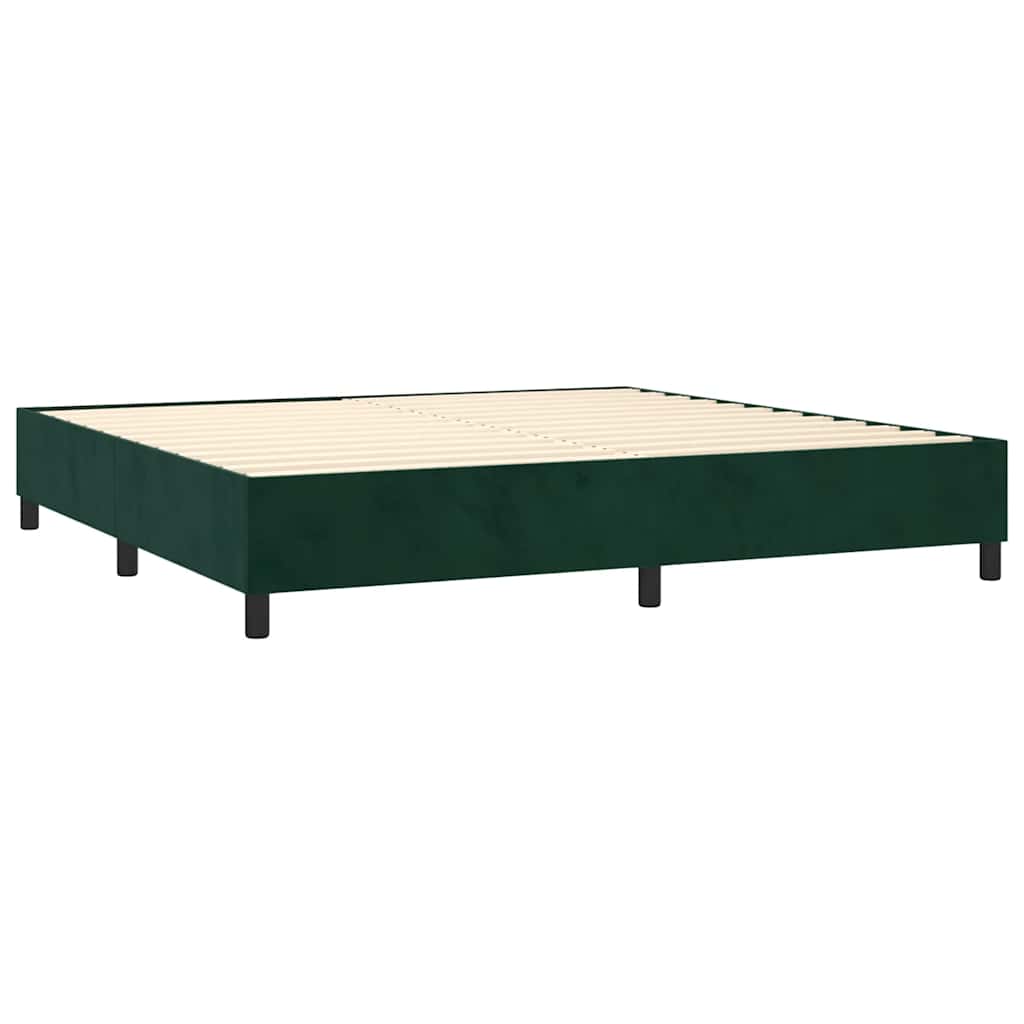 Krevet s oprugama i madracem tamnozeleni 200x200 cm baršunasti