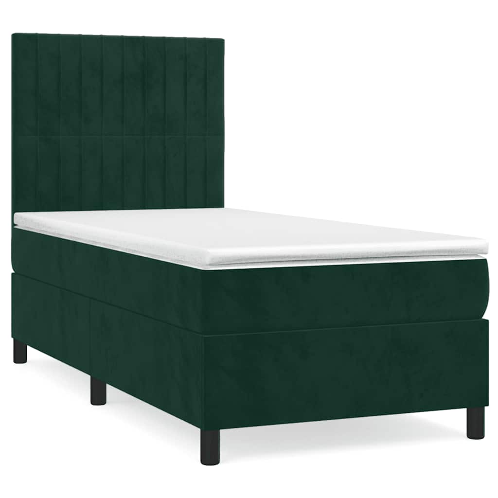 Box spring krevet s madracem tamnozeleni 80 x 200 cm baršunasti