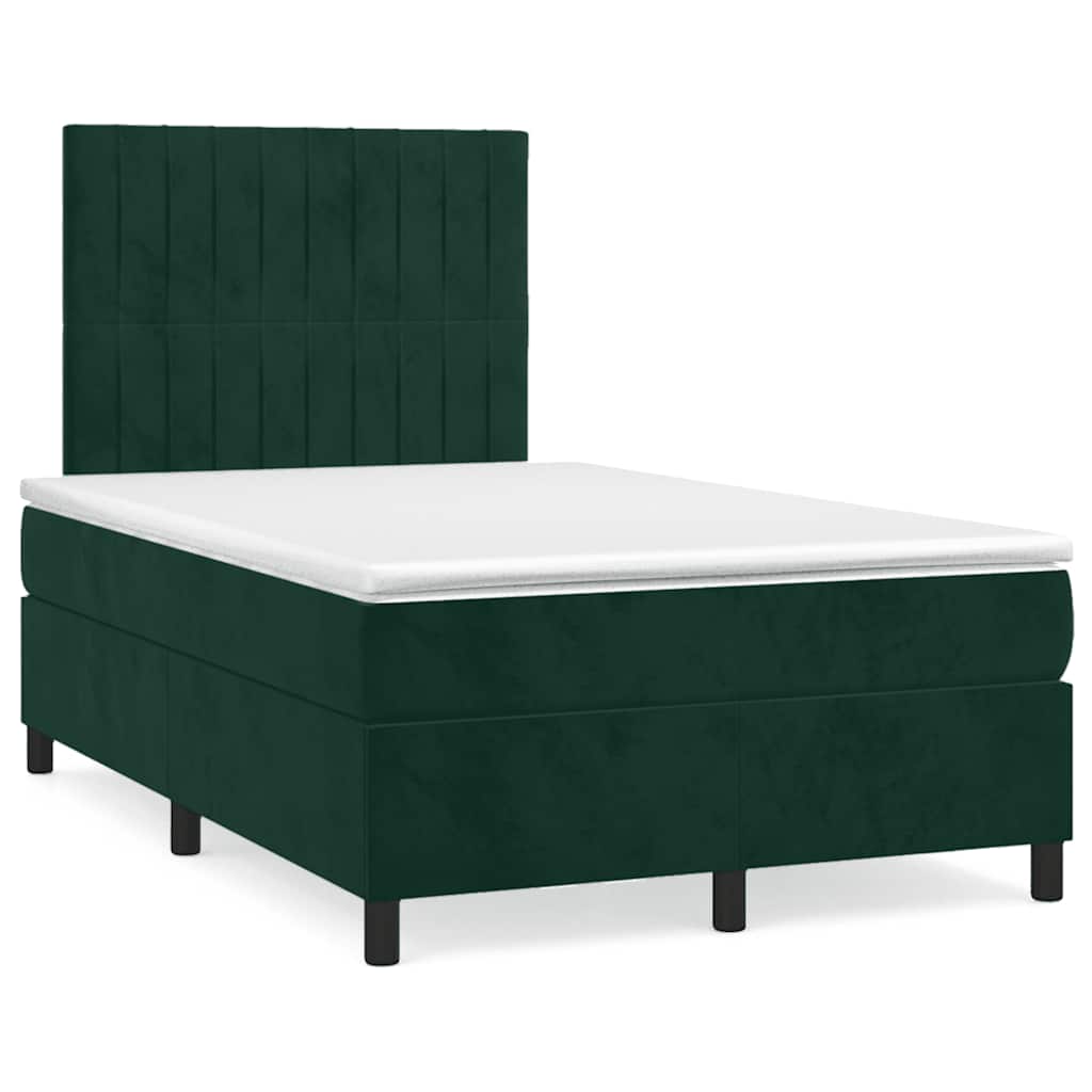 Box spring krevet s madracem tamnozeleni 120x200 cm baršunasti
