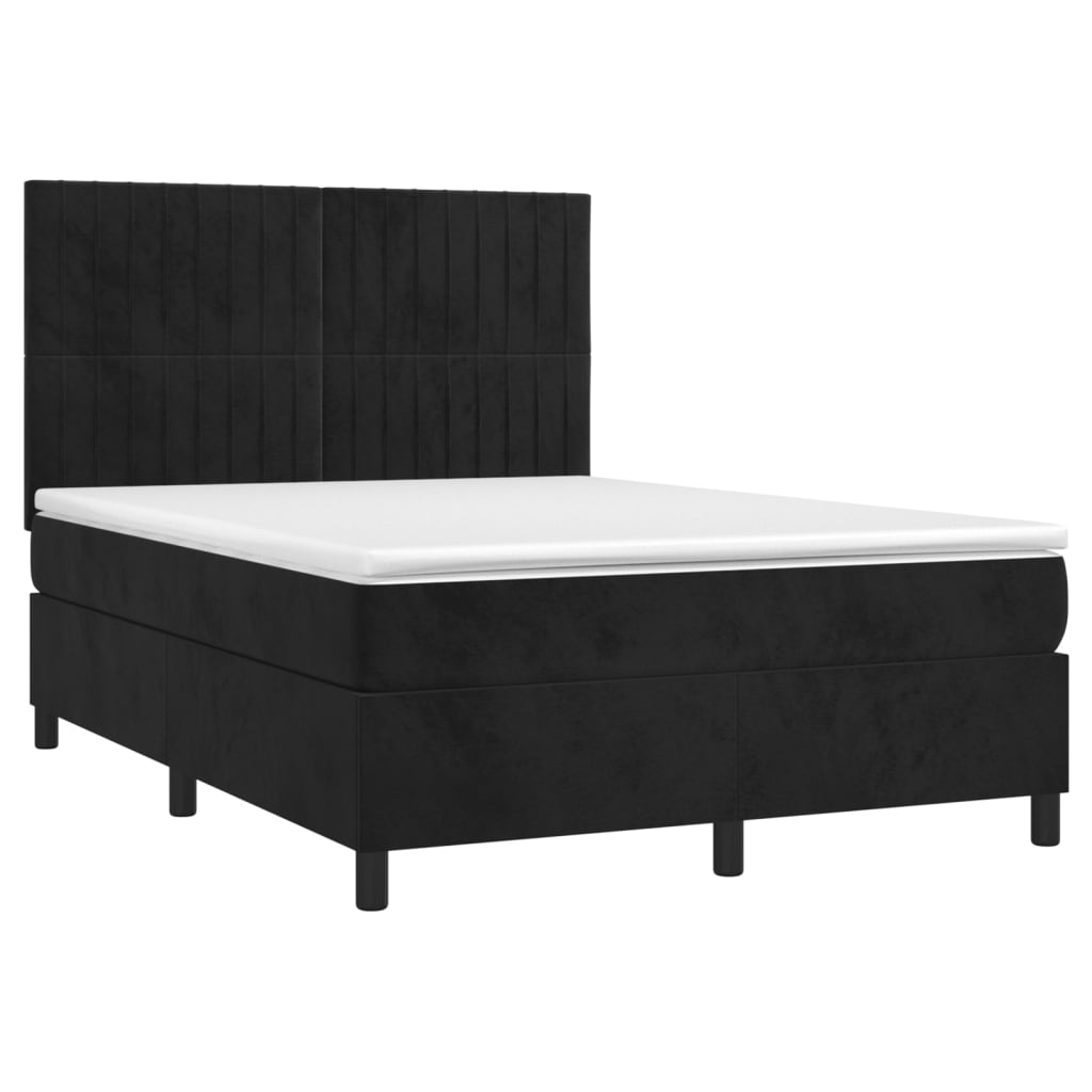 Krevet s oprugama i madracem crni 140 x 190 cm baršunasti
