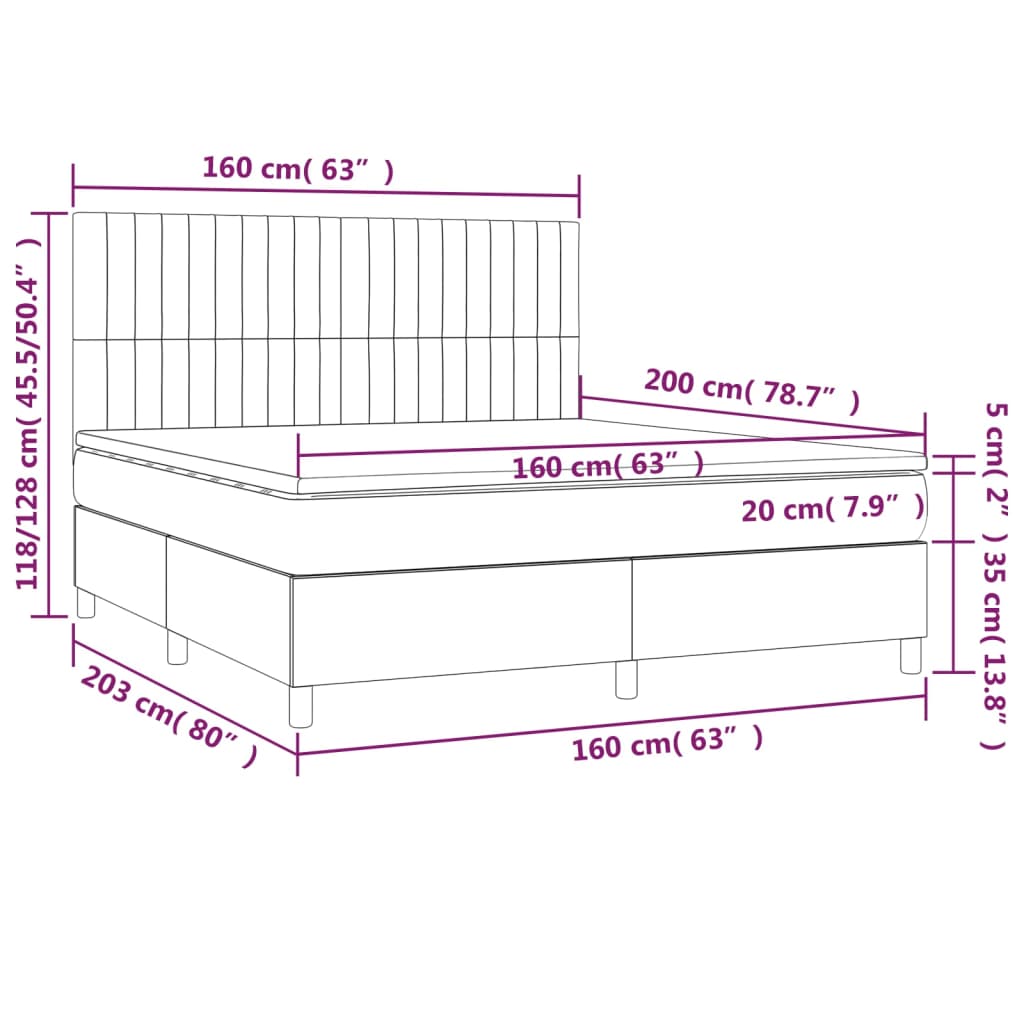 Krevet s oprugama i madracem crni 160x200 cm baršunasti