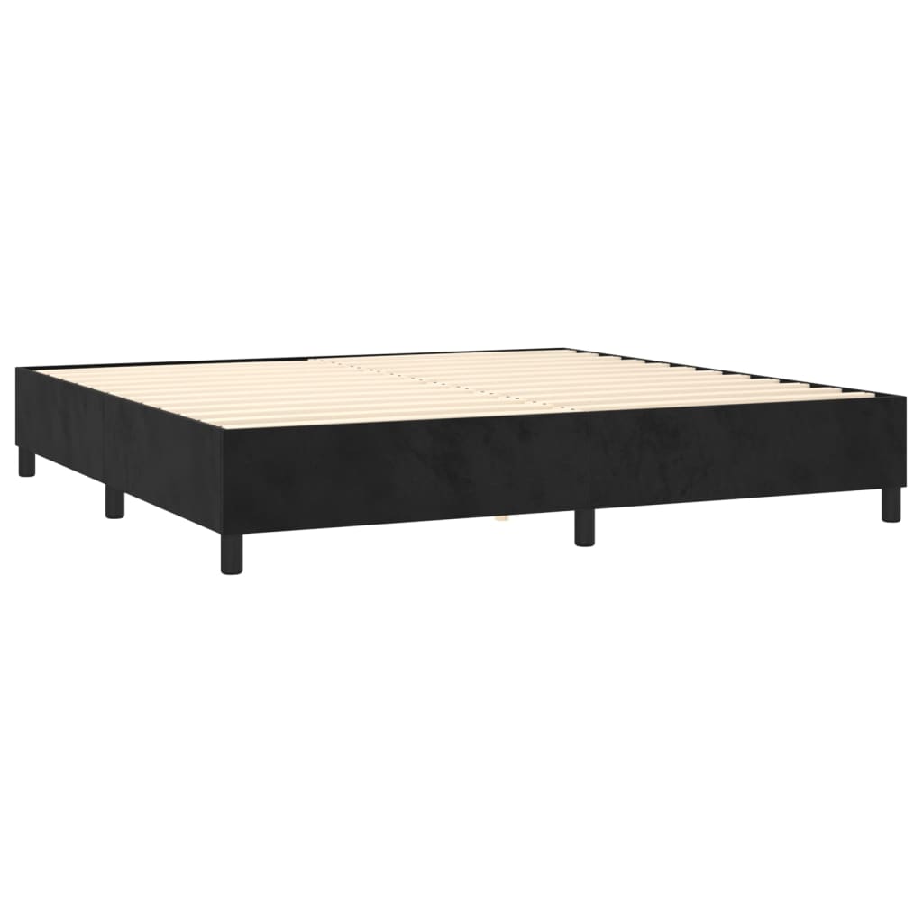 Krevet s oprugama i madracem crni 200x200 cm baršunasti
