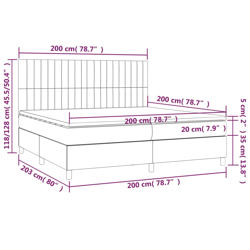 Krevet s oprugama i madracem crni 200x200 cm baršunasti