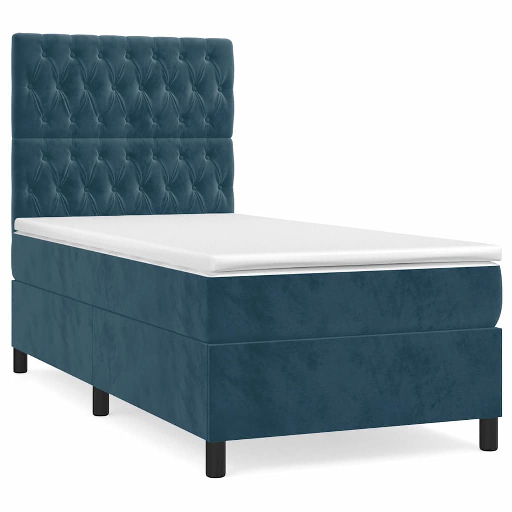 Box spring krevet s madracem tamnoplavi 80 x 200 cm baršunasti