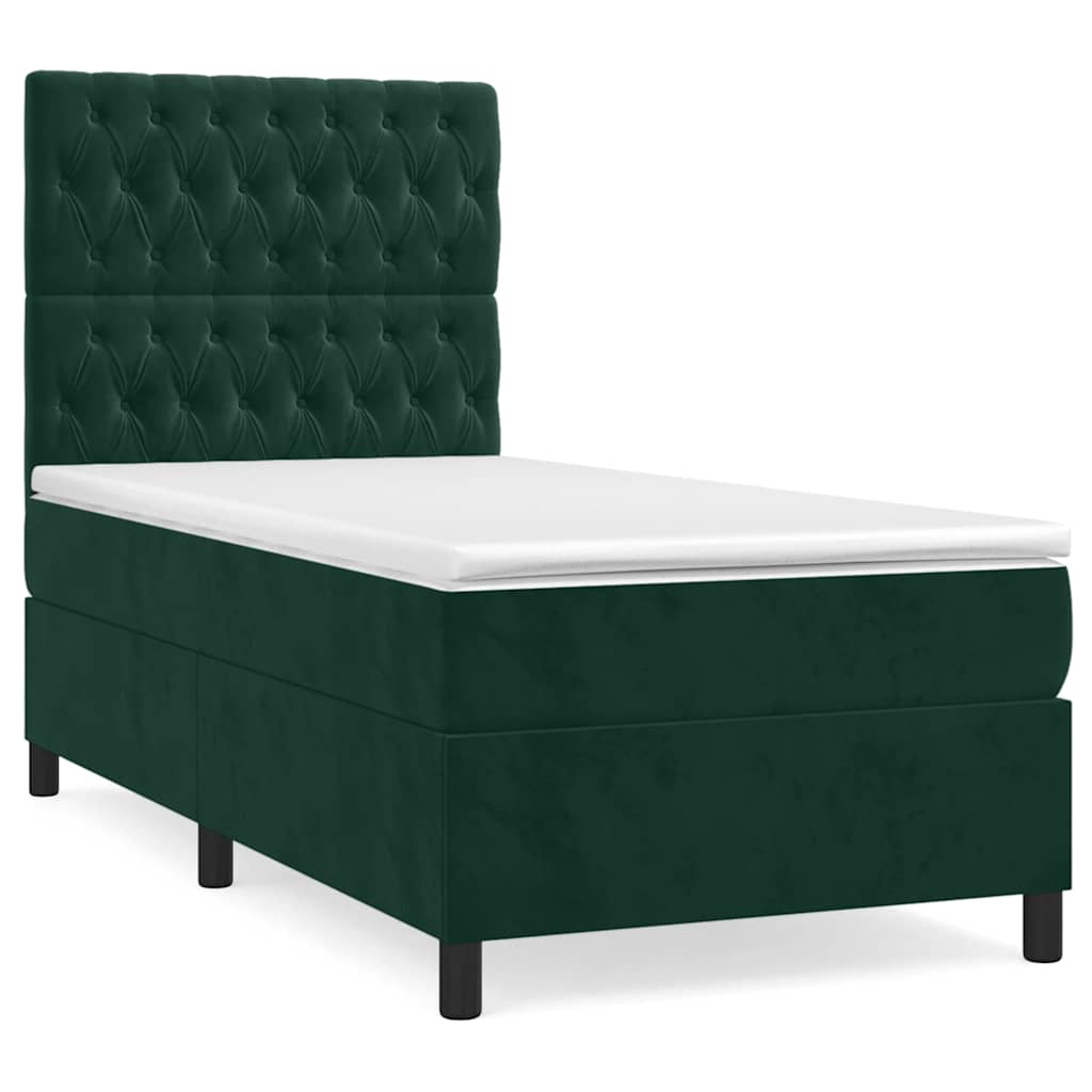 Box spring krevet s madracem tamnozeleni 100x200 cm baršunasti