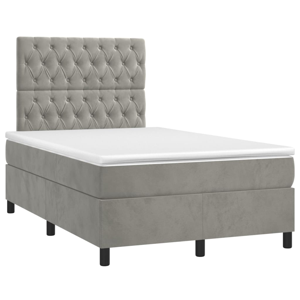 Box spring krevet s madracem svjetlosivi 120x200 cm baršunasti