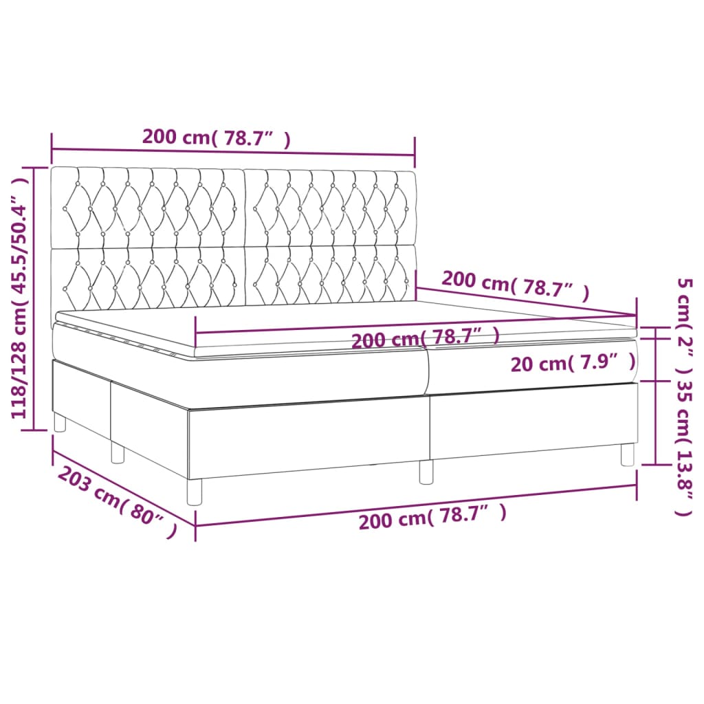 Krevet s oprugama i madracem svjetlosivi 200x200 cm baršunasti