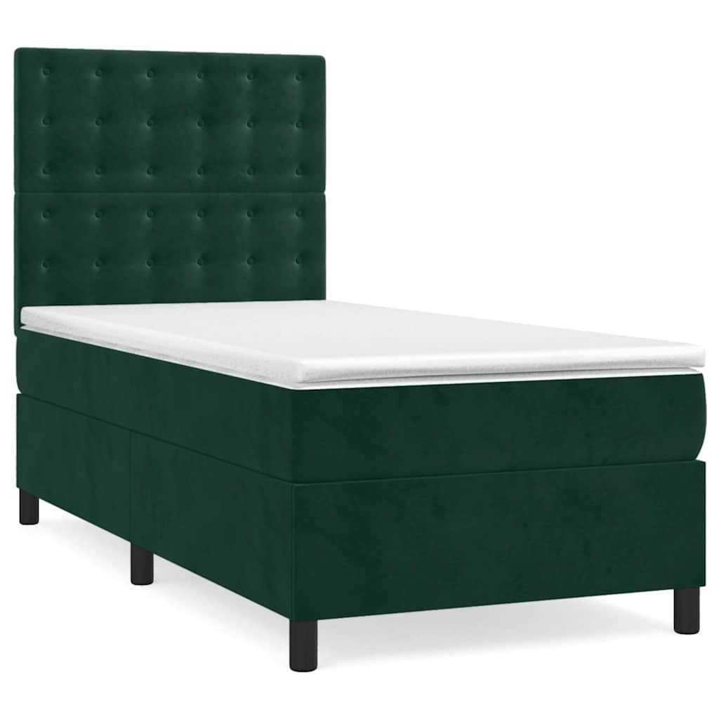 Box spring krevet s madracem tamnozeleni 80 x 200 cm baršunasti