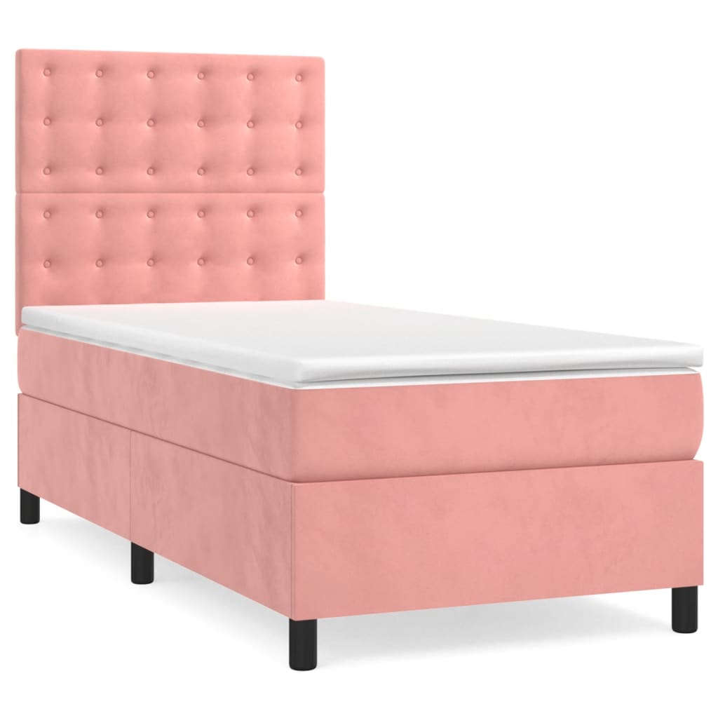 Box spring krevet s madracem ružičasti 90x190 cm baršunasti