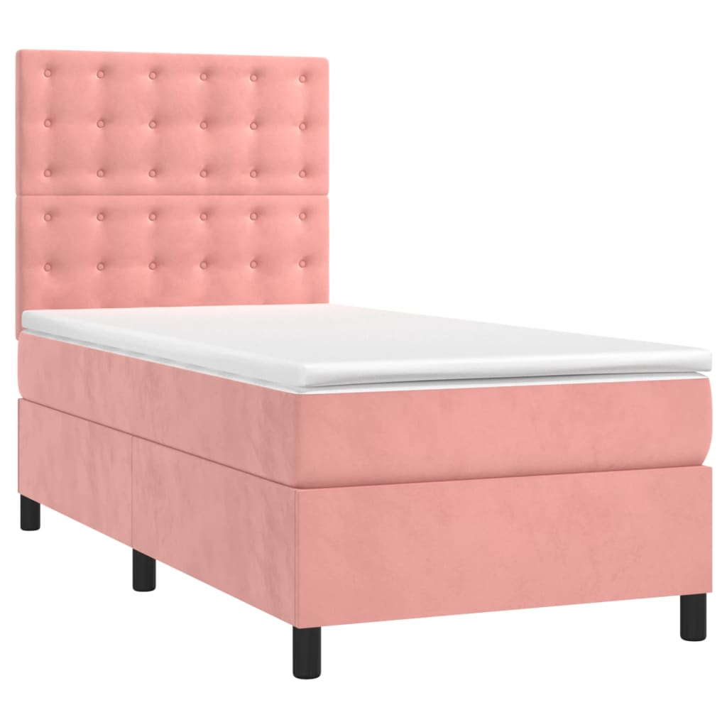 Box spring krevet s madracem ružičasti 90x190 cm baršunasti