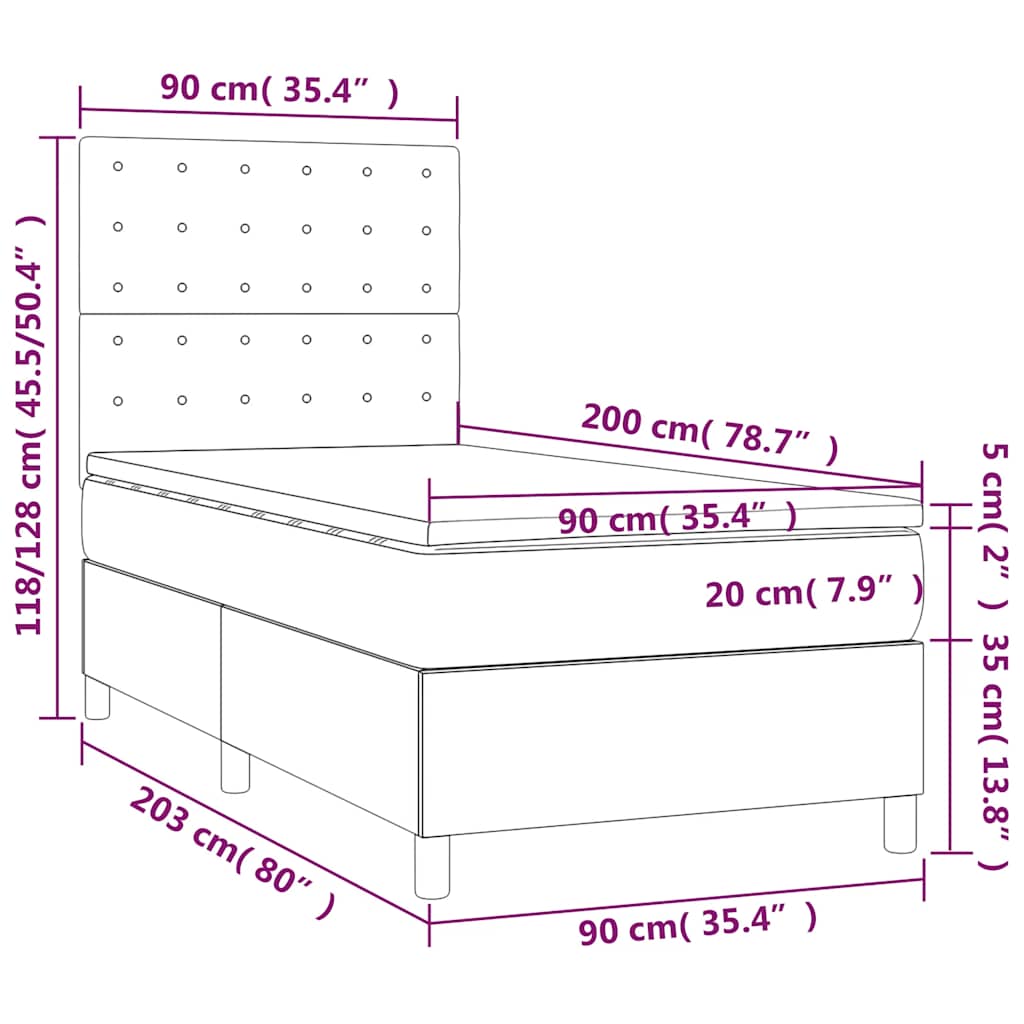 Box spring krevet s madracem tamnozeleni 90x200 cm baršunasti
