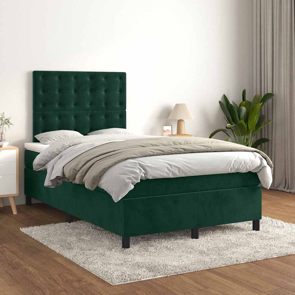 Box spring krevet s madracem tamnozeleni 120x200 cm baršunasti