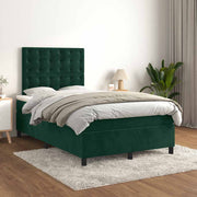 Box spring krevet s madracem tamnozeleni 120x200 cm baršunasti