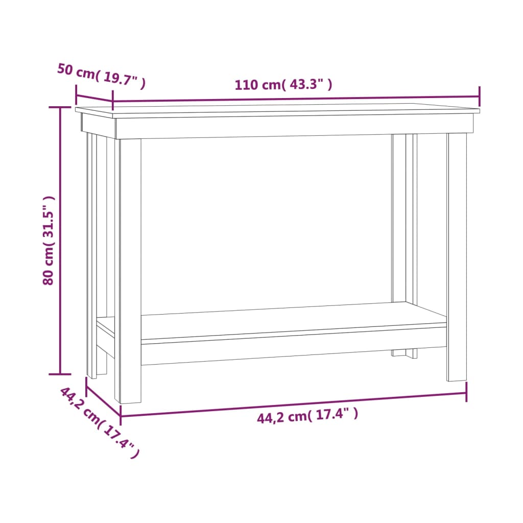 Radni stol 110x50x80 cm od masivne borovine