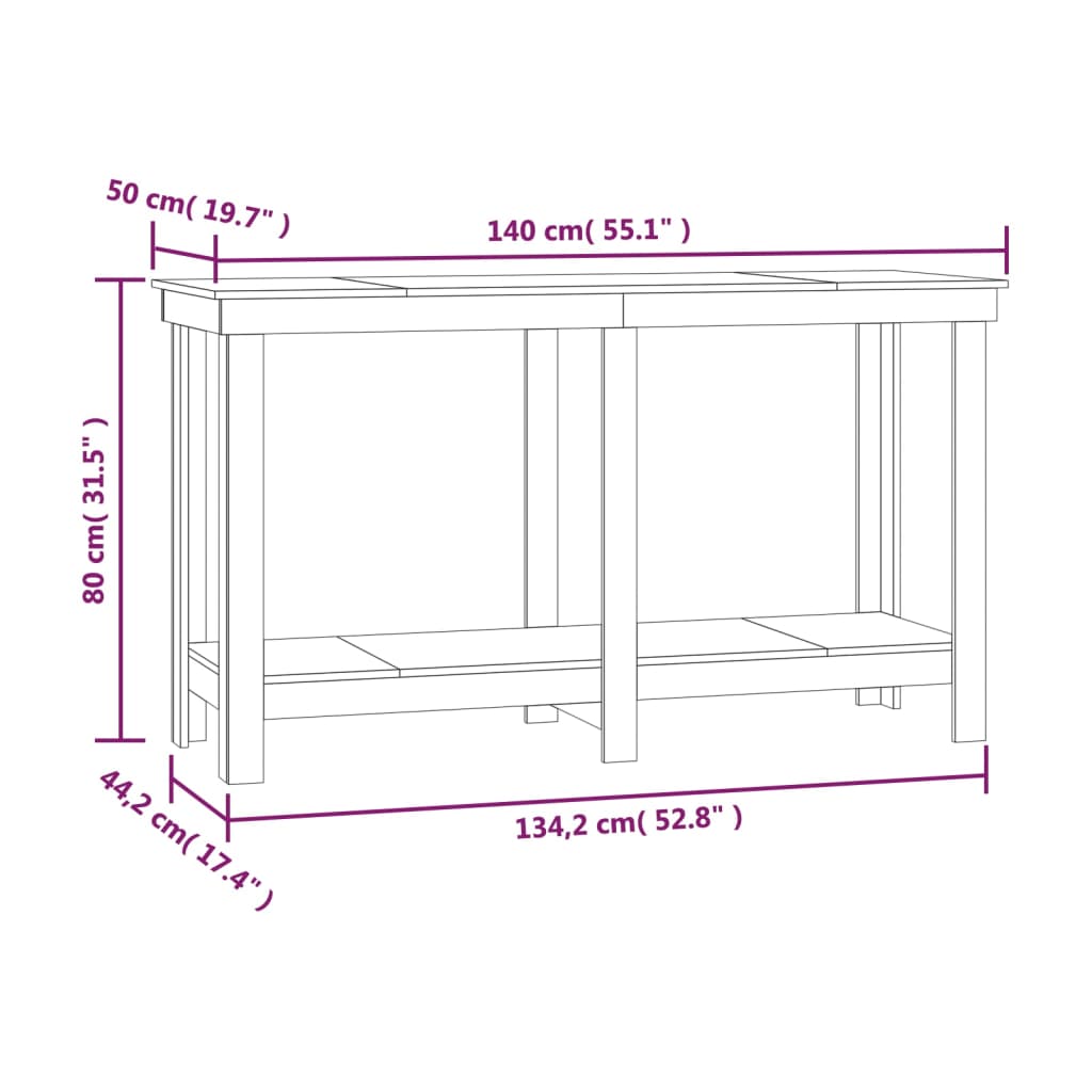 Radni stol 140x50x80 cm od masivne borovine
