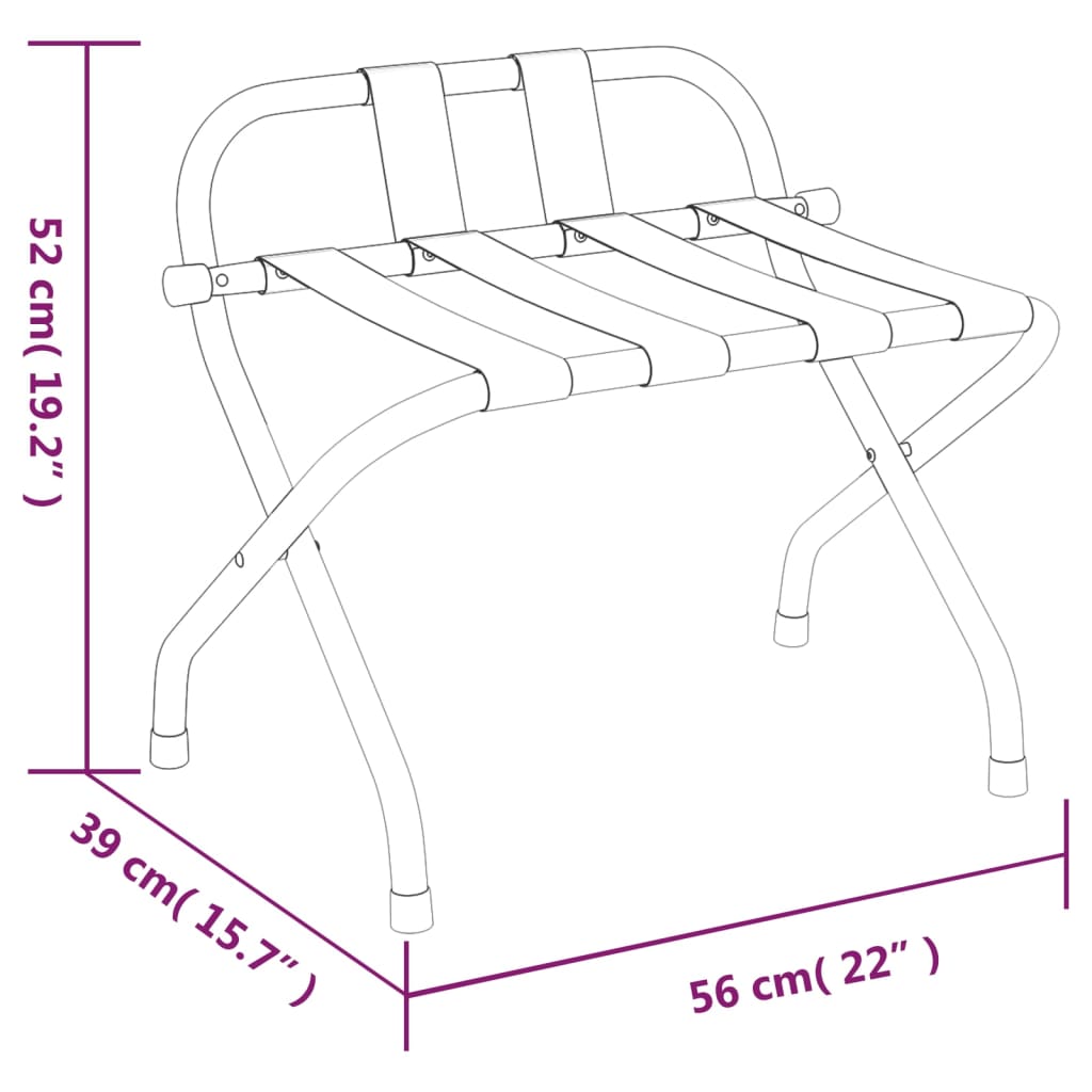 Stalak za prtljagu s naslonom crni 56 x 39 x 52 cm
