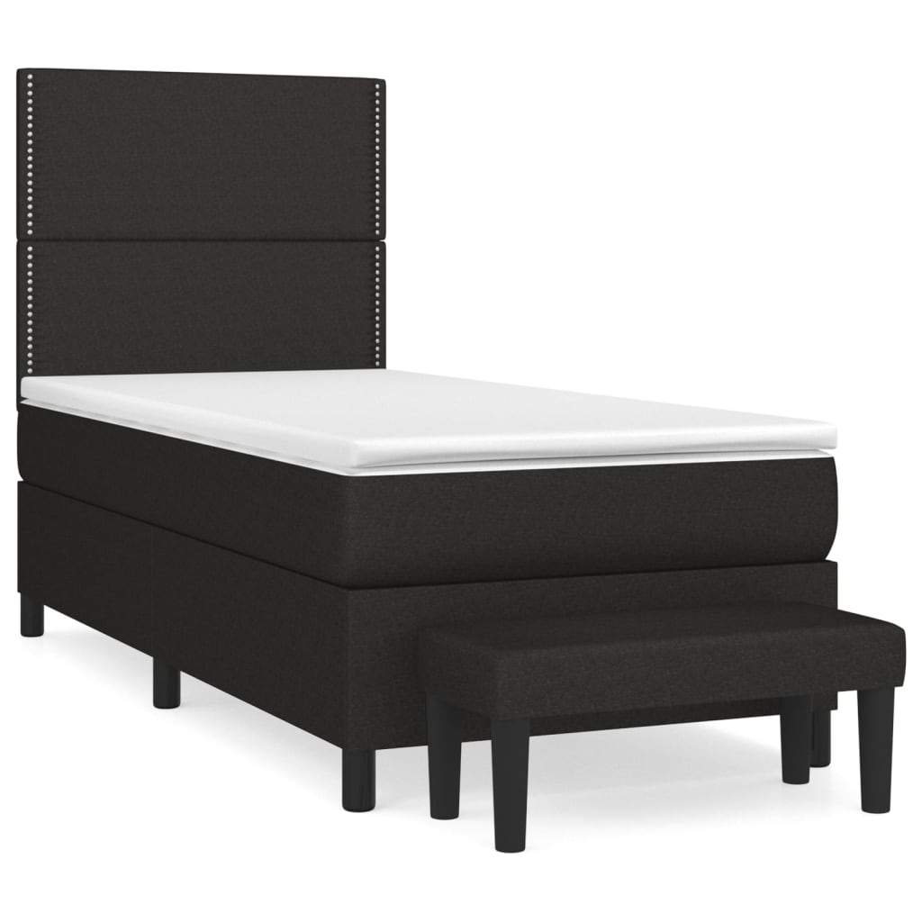 Box spring krevet s madracem crni 90x190 cm od tkanine