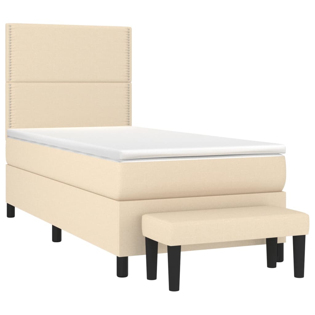 Krevet s oprugama i madracem krem 90 x 200 cm od tkanine