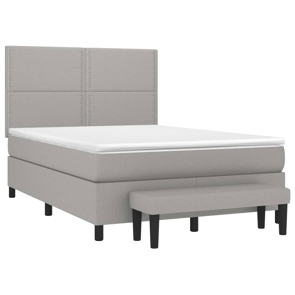 Krevet box spring s madracem svjetlosivi 140x200 cm od tkanine