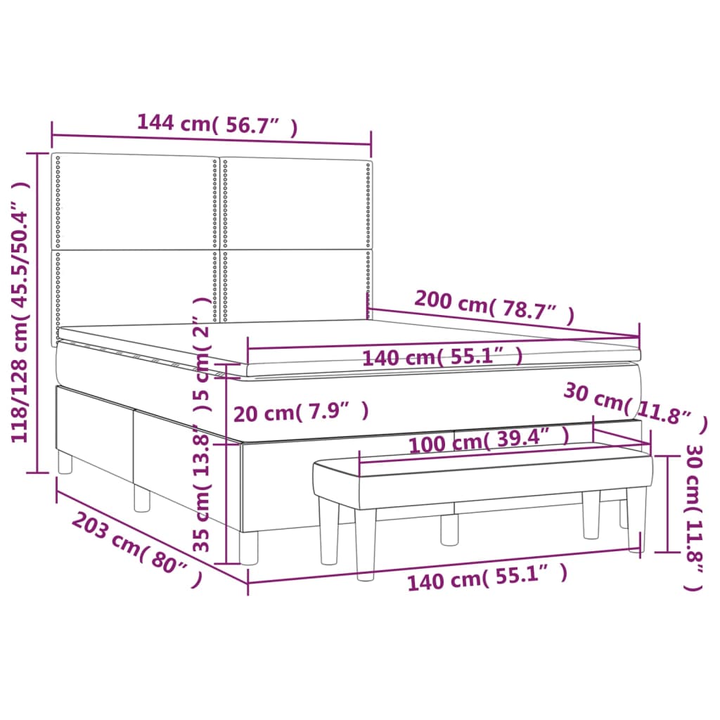 Krevet s oprugama i madracem plavi 140x200 cm od tkanine