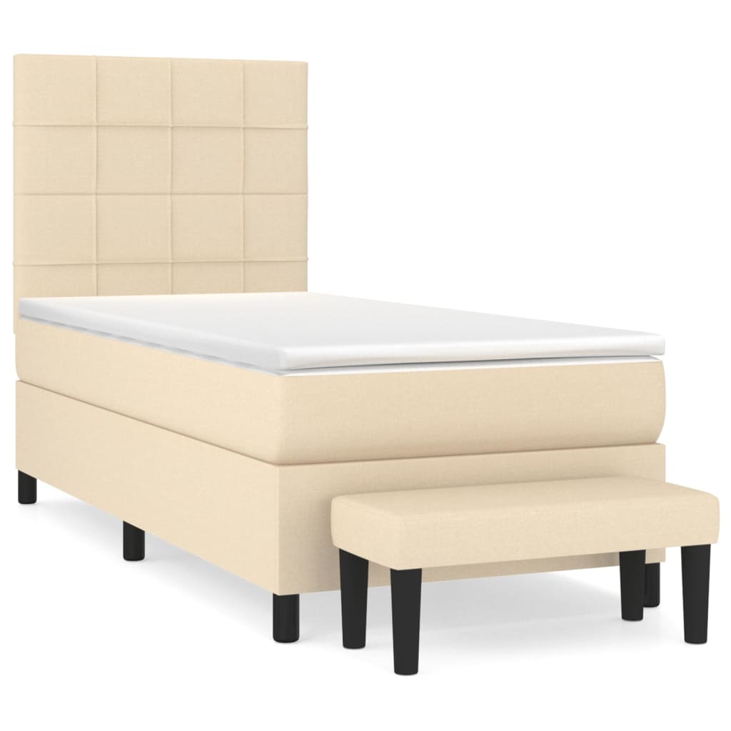Krevet s oprugama i madracem krem 90 x 190 cm od tkanine