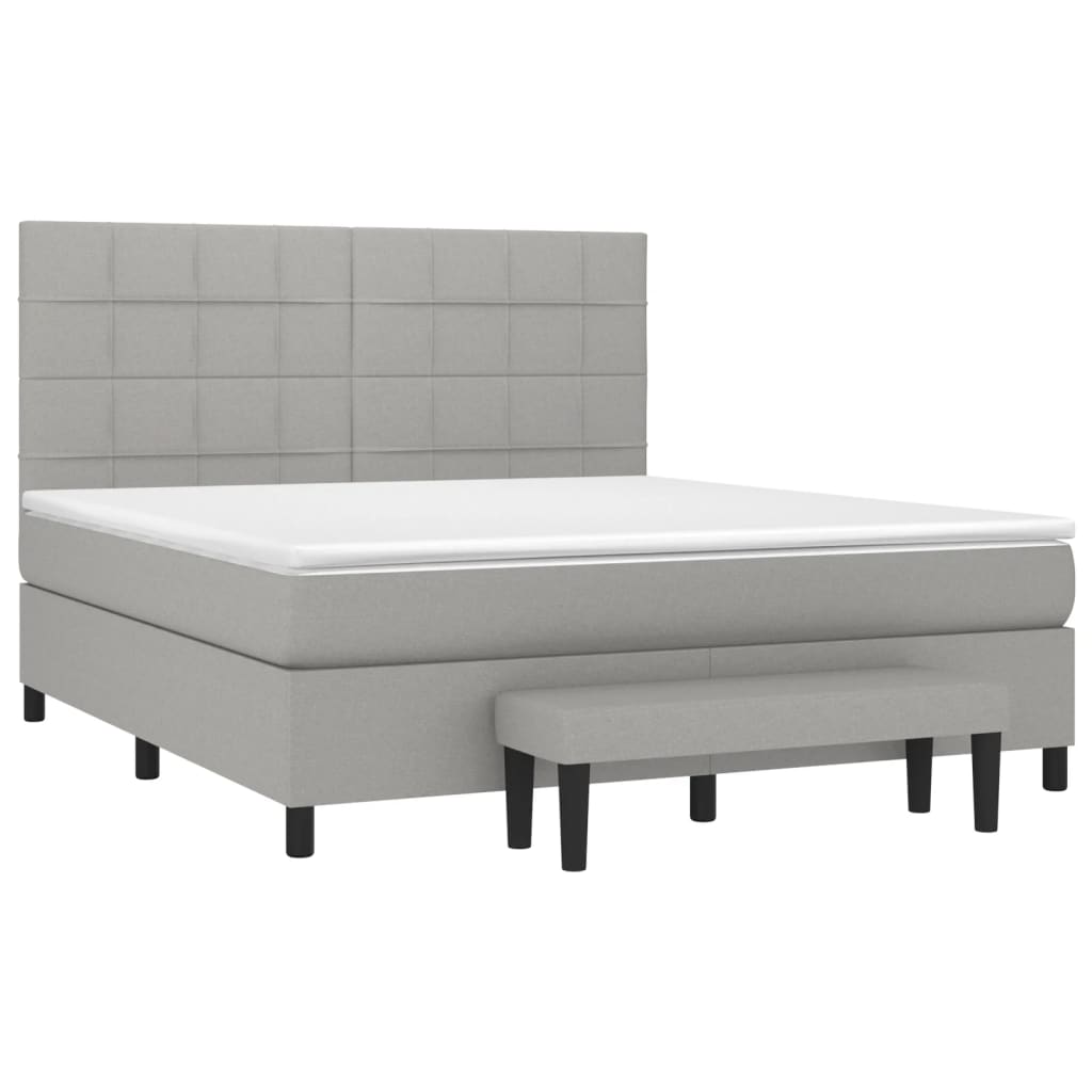 Krevet box spring s madracem svjetlosiva 160x200 cm tkanina