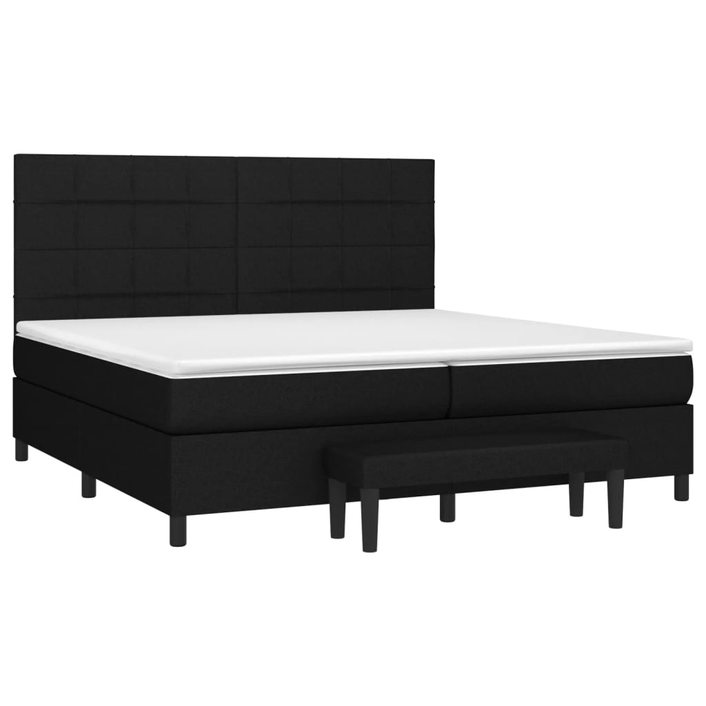 Krevet s oprugama i madracem crni 200x200 cm od tkanine