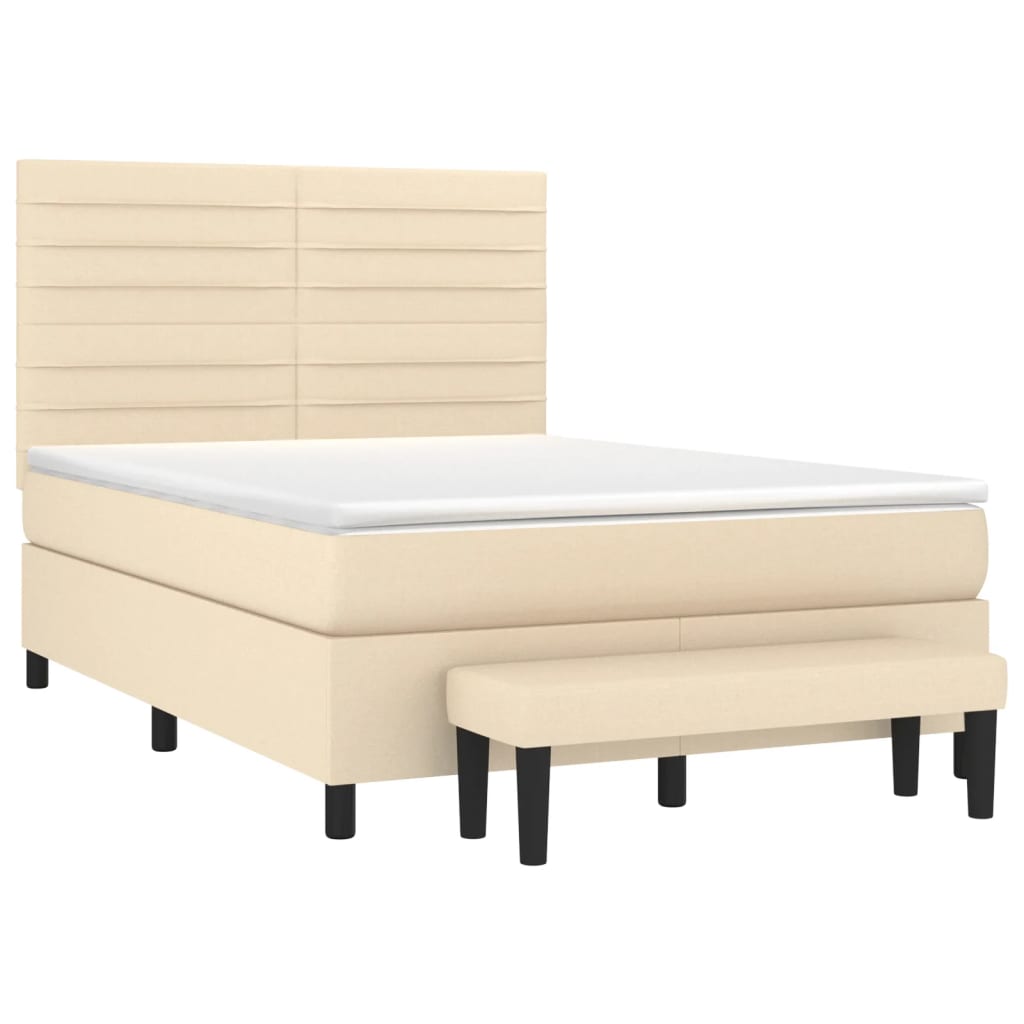 Krevet s oprugama i madracem krem 140x200 cm od tkanine