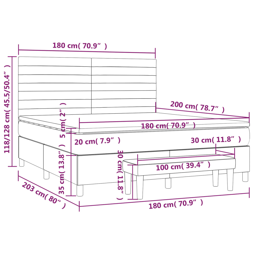 Krevet s oprugama i madracem svjetlosivi 180x200 cm od tkanine