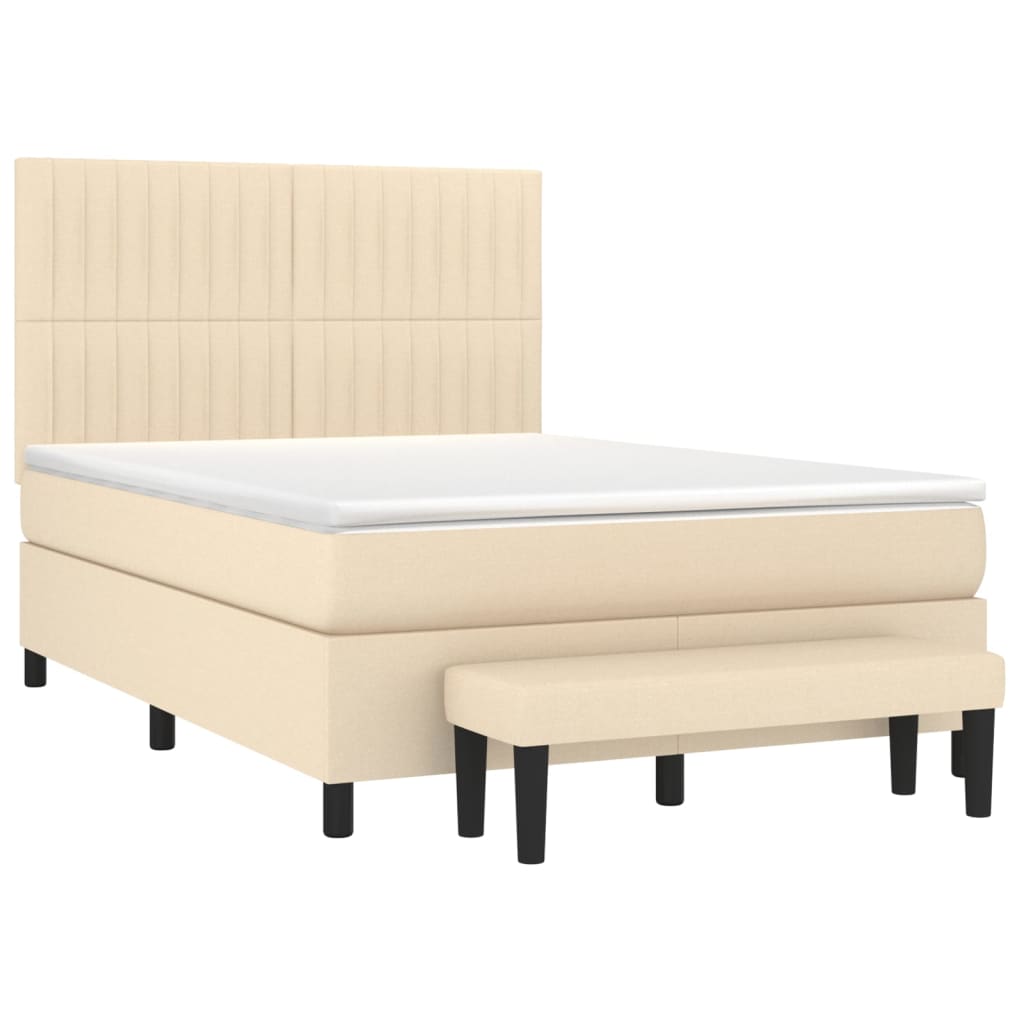 Krevet s oprugama i madracem krem 140x200 cm od tkanine