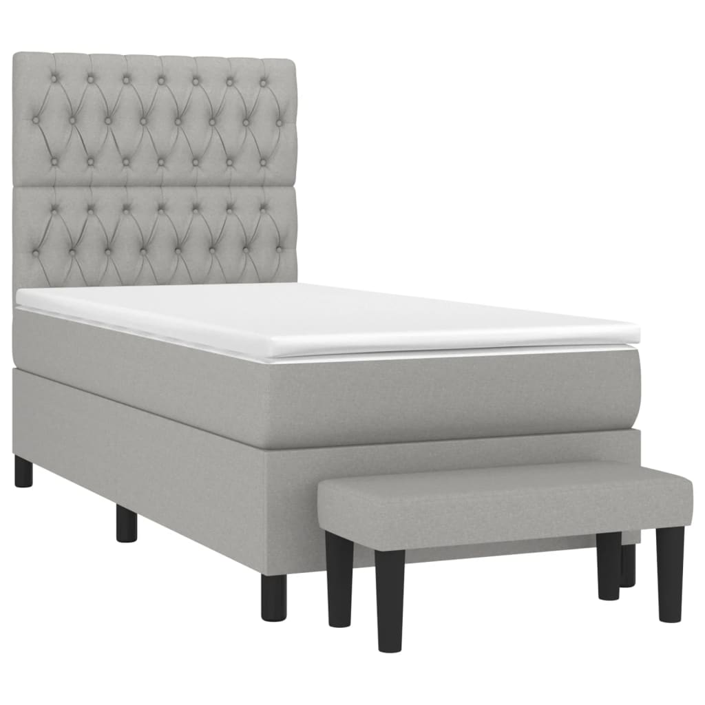 Box spring krevet s madracem svjetlosivi 90x190 cm od tkanine