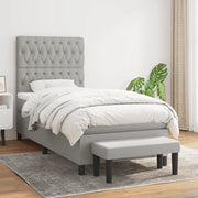 Box spring krevet s madracem svjetlosivi 90x190 cm od tkanine