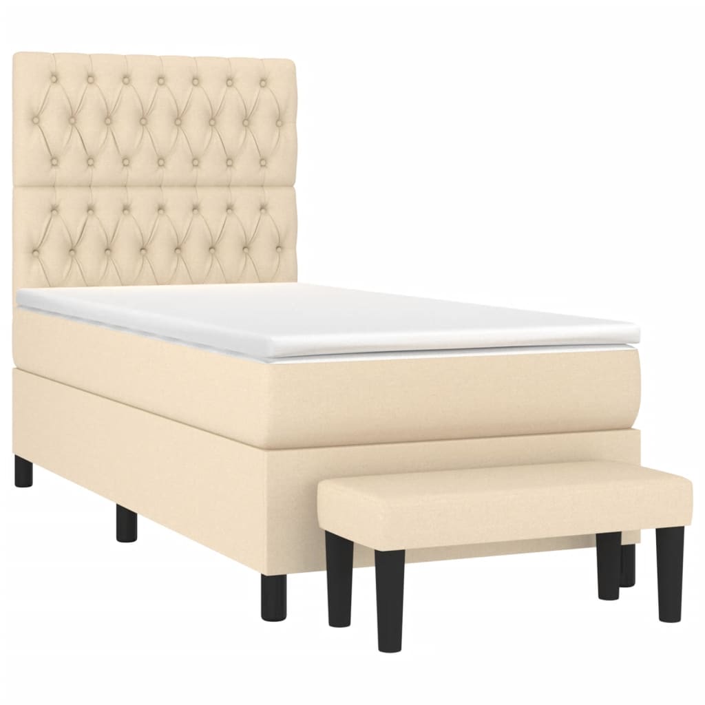 Krevet s oprugama i madracem krem 90 x 190 cm od tkanine