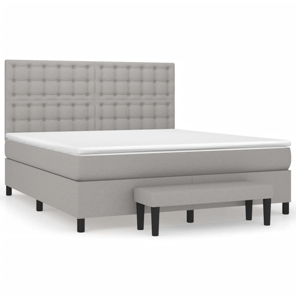 Krevet box spring s madracem svjetlosiva 160x200 cm tkanina