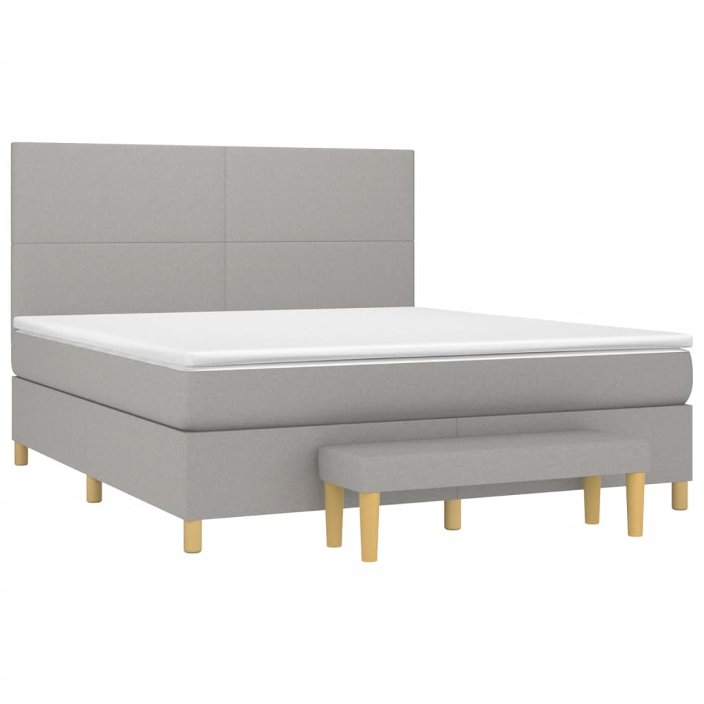 Krevet box spring s madracem svjetlosiva 160x200 cm tkanina