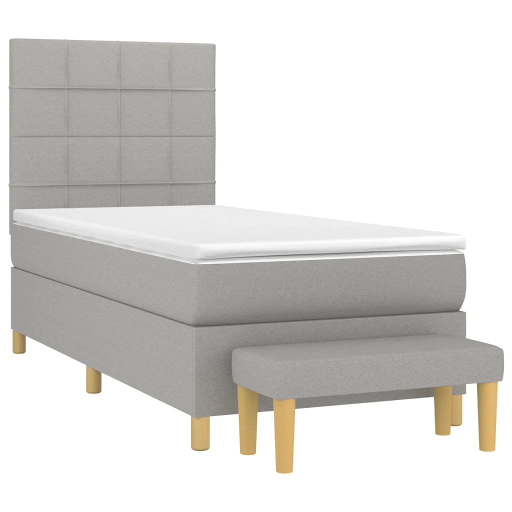 Box spring krevet s madracem svjetlosivi 90x190 cm od tkanine