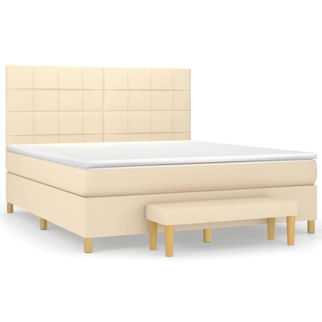 Krevet s oprugama i madracem krem 180x200 cm od tkanine