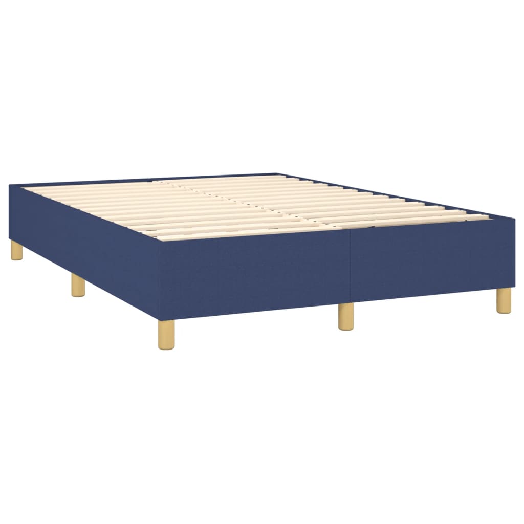 Krevet s oprugama i madracem plavi 140 x 190 cm od tkanine