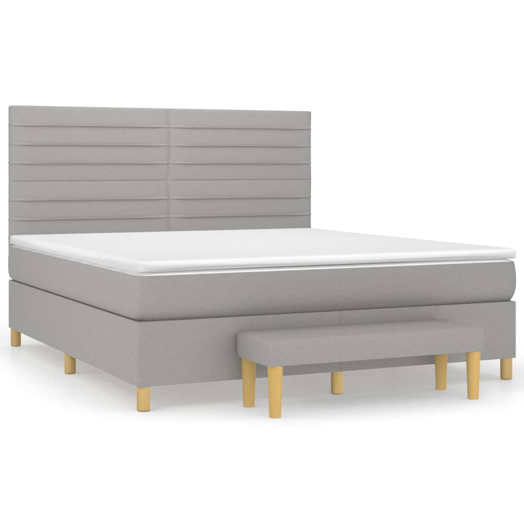 Krevet box spring s madracem svjetlosiva 160x200 cm tkanina