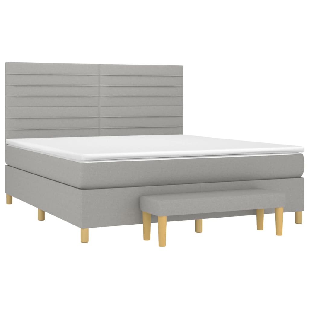 Krevet box spring s madracem svjetlosiva 160x200 cm tkanina