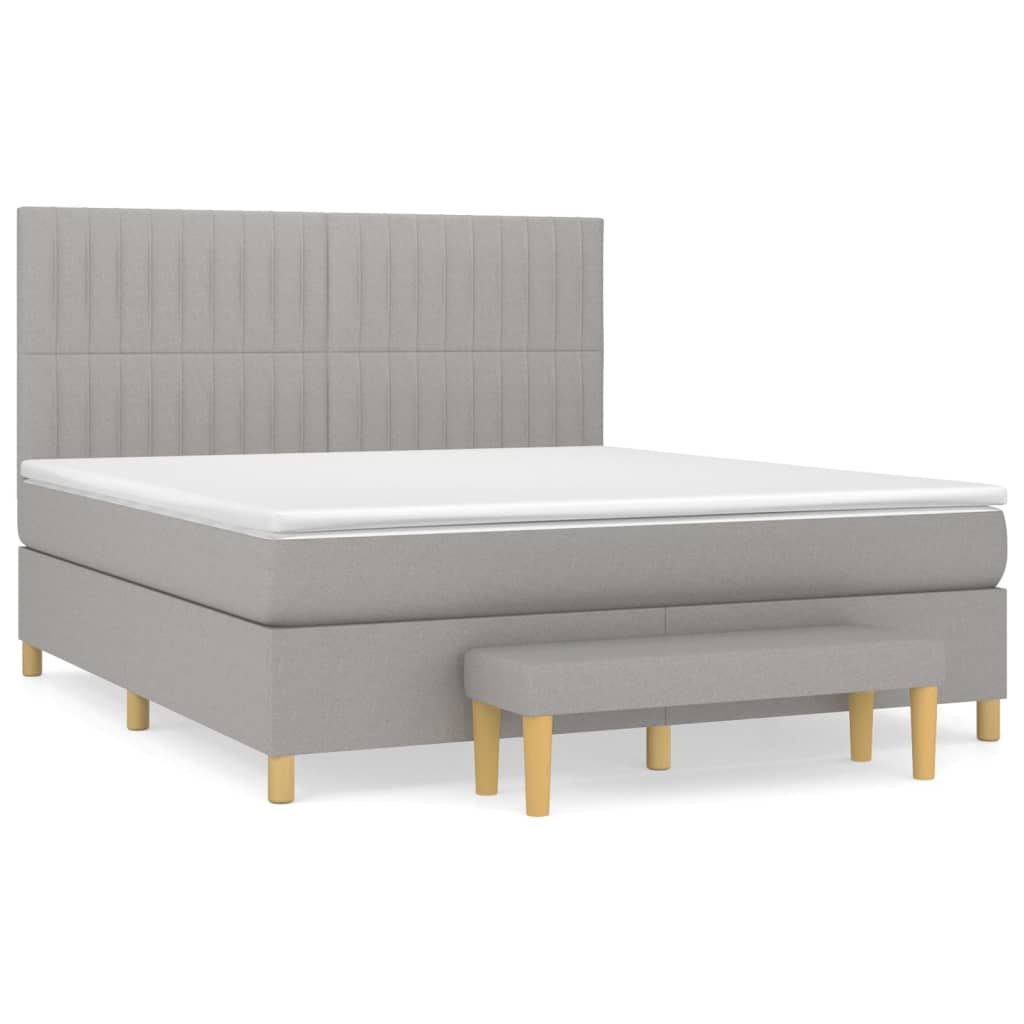 Krevet box spring s madracem svjetlosiva 160x200 cm tkanina