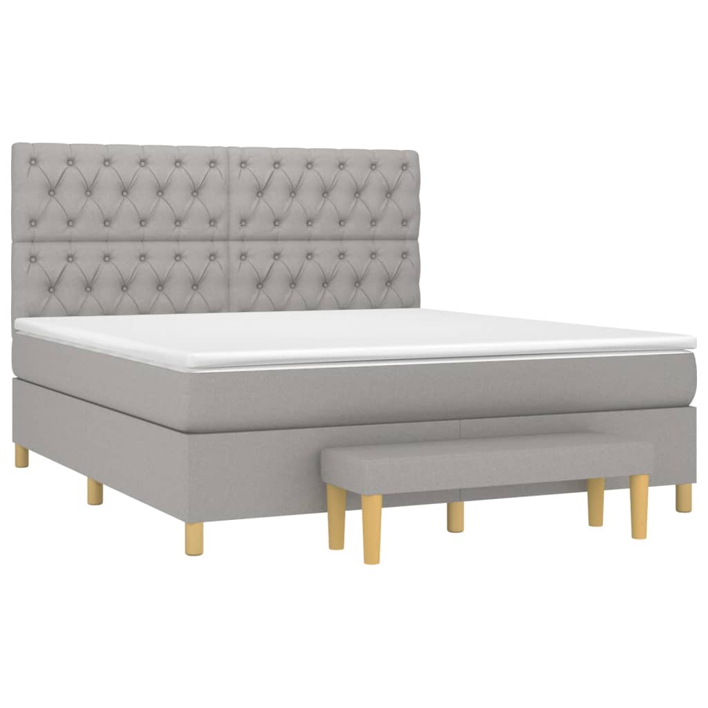 Krevet box spring s madracem svjetlosiva 160x200 cm tkanina
