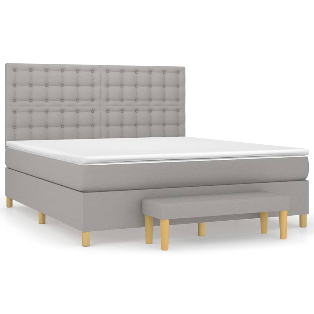 Krevet box spring s madracem svjetlosiva 160x200 cm tkanina
