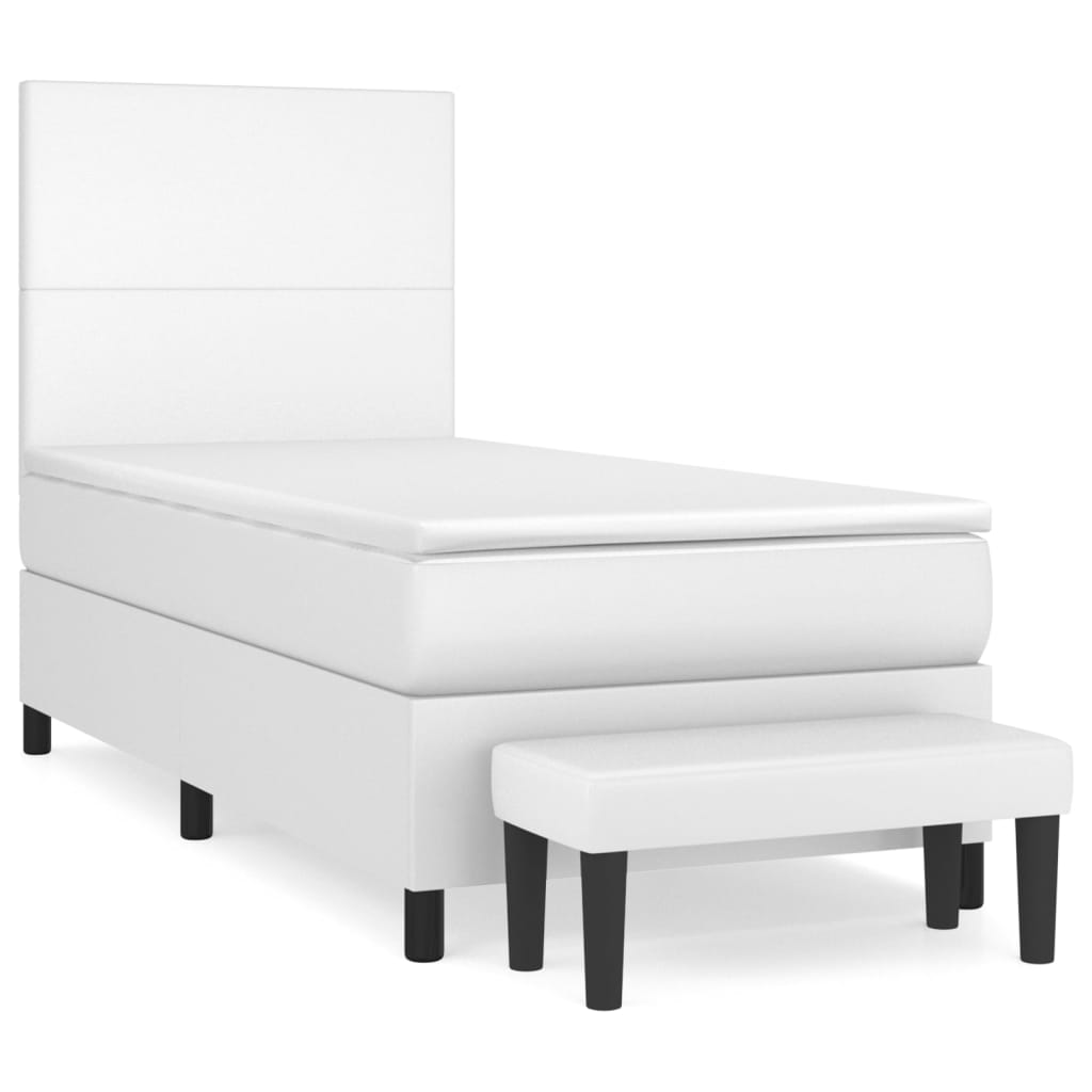 Krevet s oprugama i madracem bijeli 80 x 200 cm od umjetne kože
