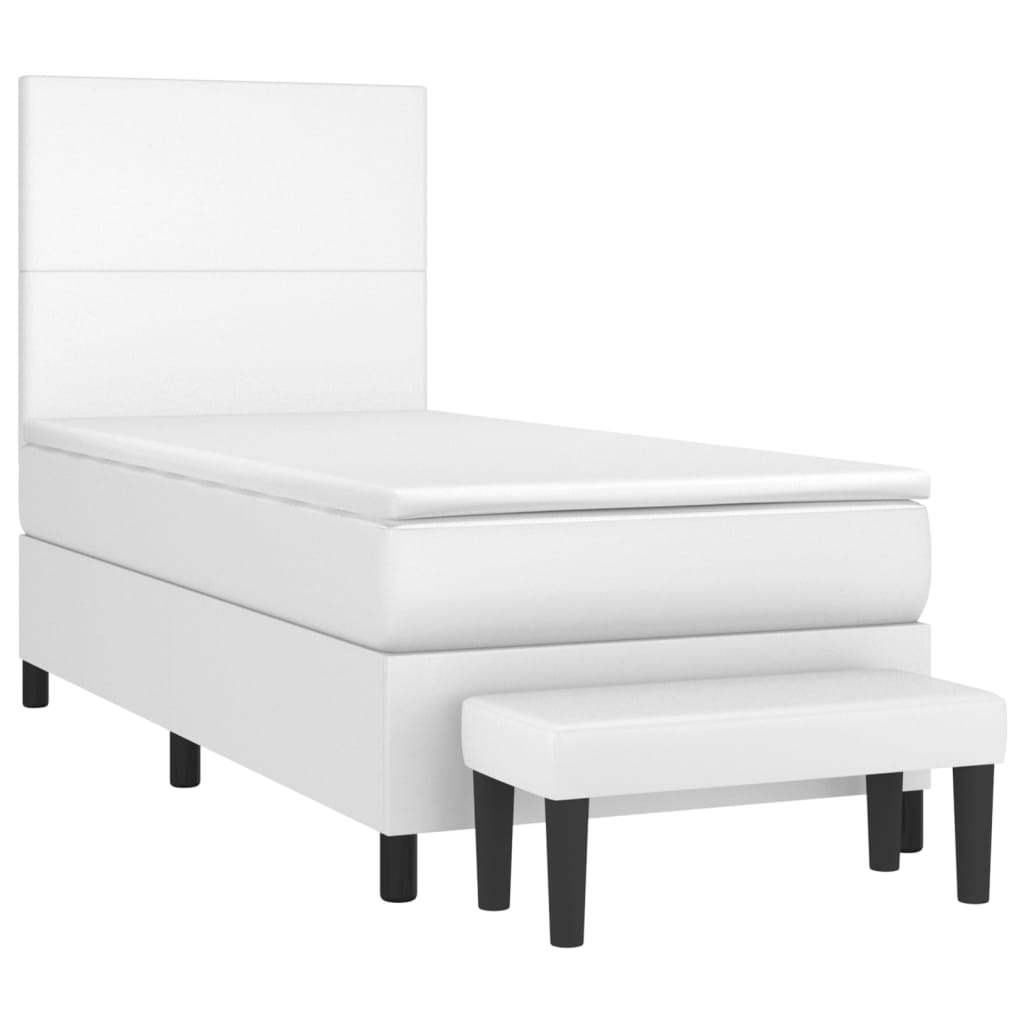 Krevet s oprugama i madracem bijeli 80 x 200 cm od umjetne kože