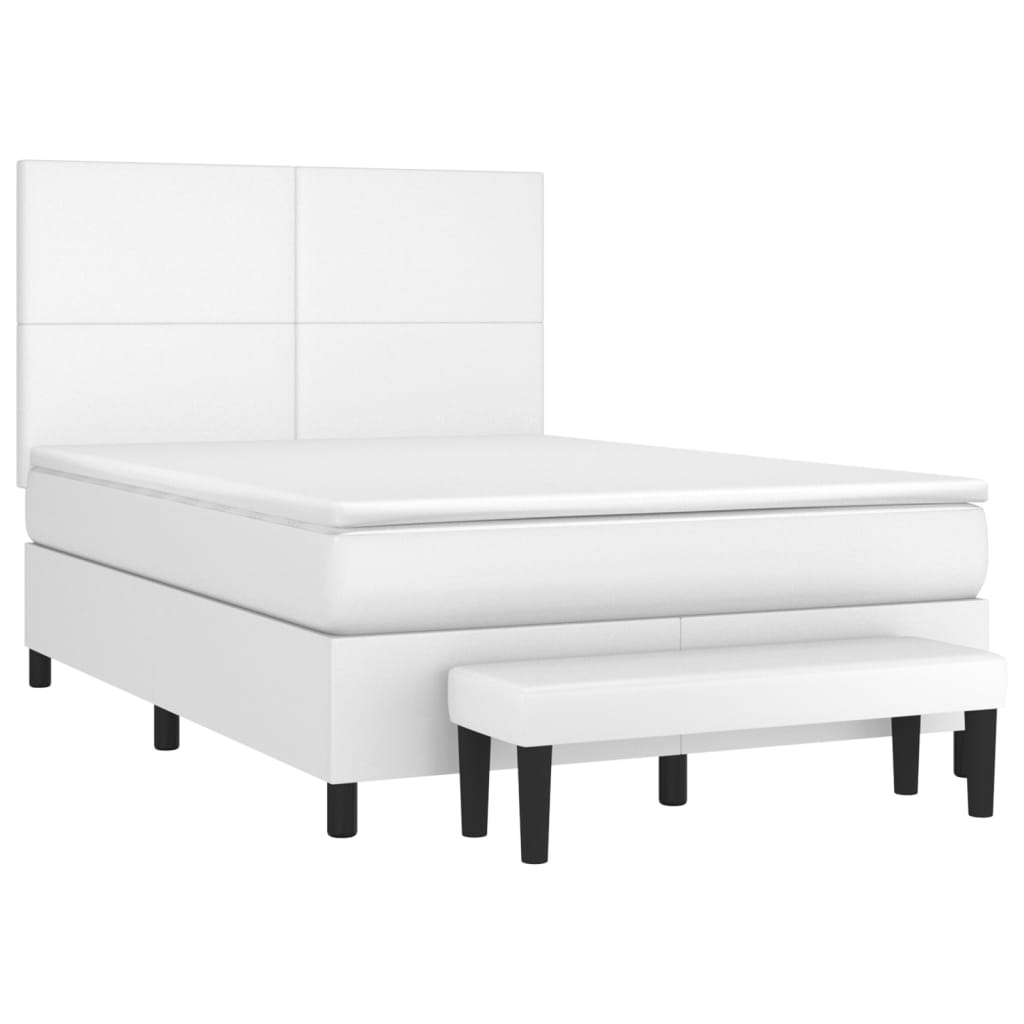Krevet s oprugama i madracem bijeli 140x190 cm od umjetne kože